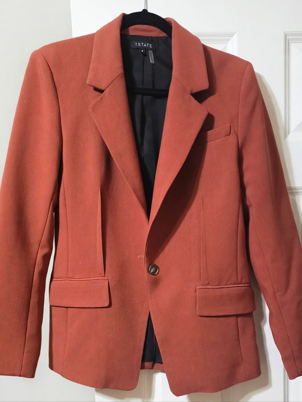 STATE Womens Burnt Orange Single-Button Blazer Size 8